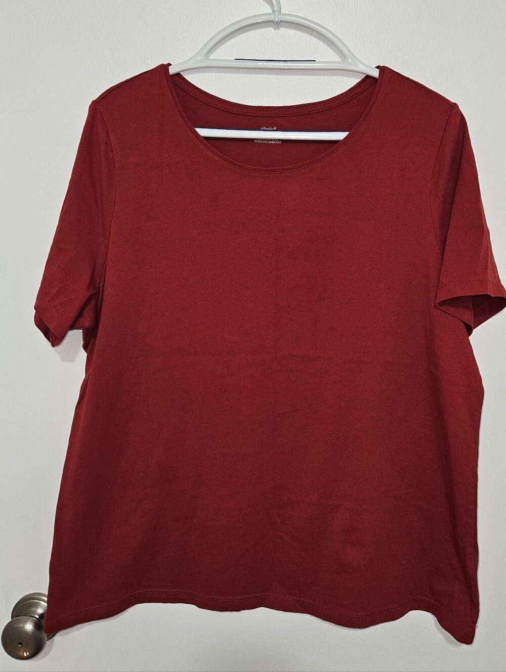 CJ Banks Red Short Sleeve Scoop‎ Neck Tee Size 1X